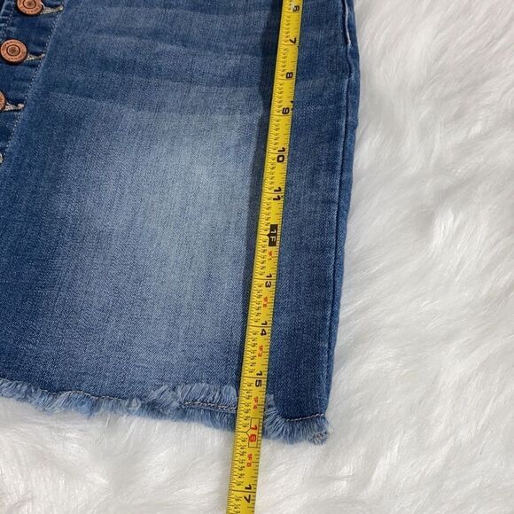 Indigo Rein Y2K Blue Distressed Denim Button Front Skirt Juniors Size 5/26 - Picture 10 of 11